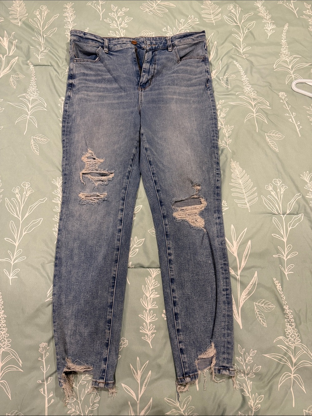 American Eagle Outfitters Women's Distressed Skinny Jeans - Blue